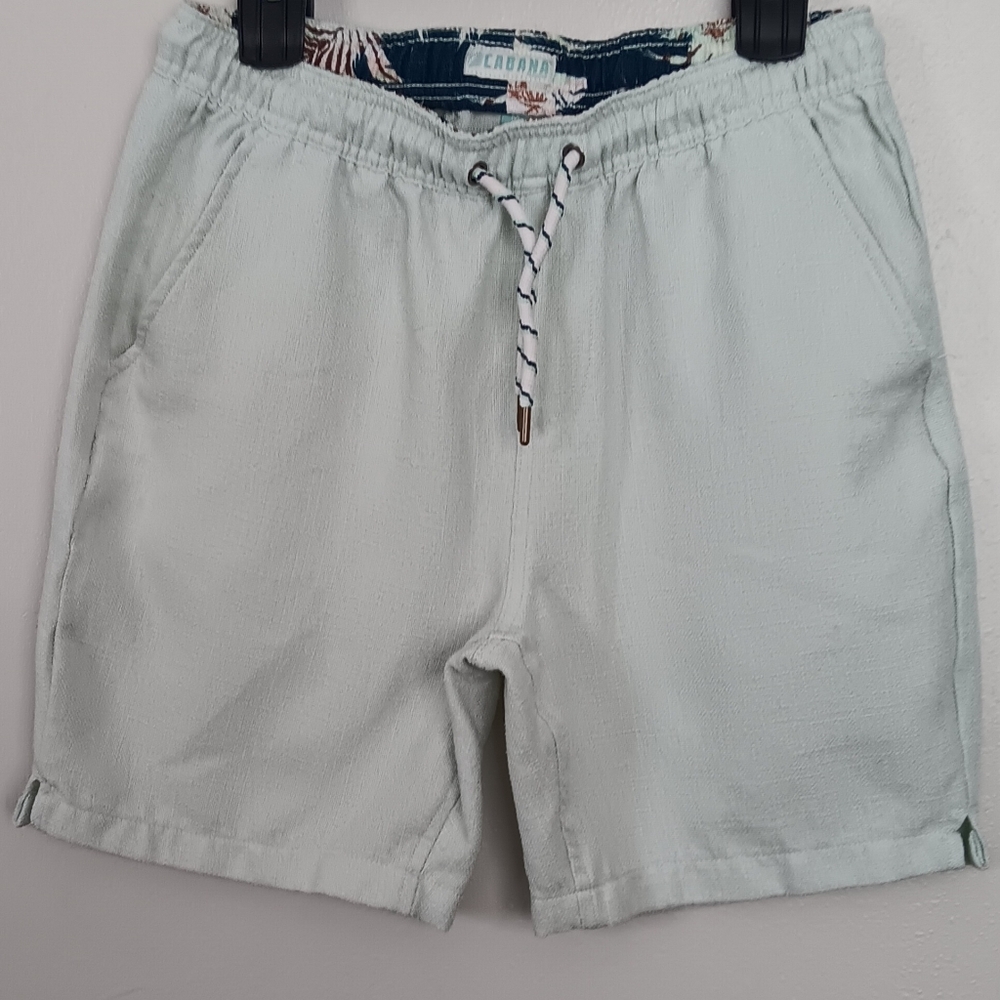 Cabana Fashions Men's Linen Look Light Mint Color Drawstring Shorts Sz M